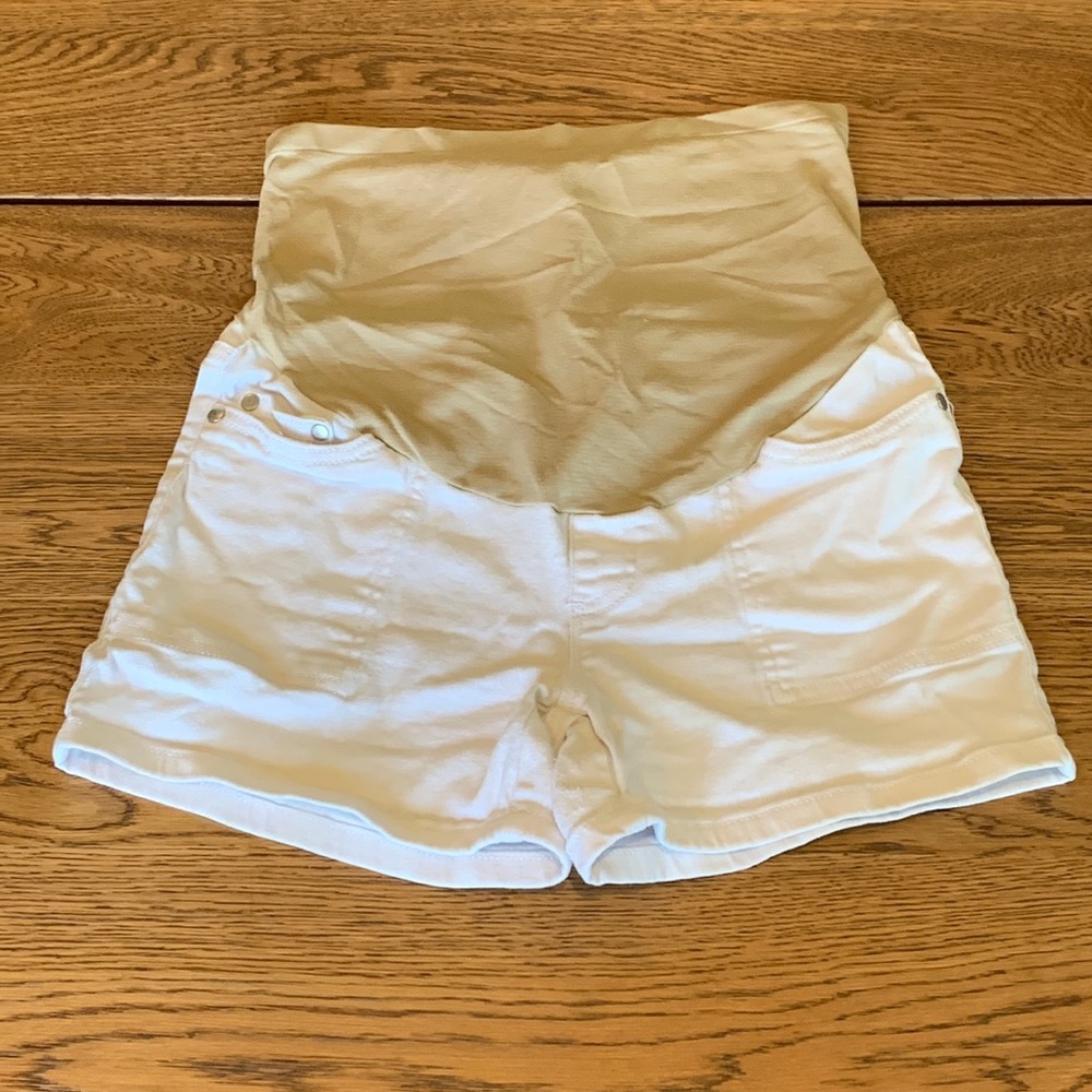 white denim shorts - maternity
